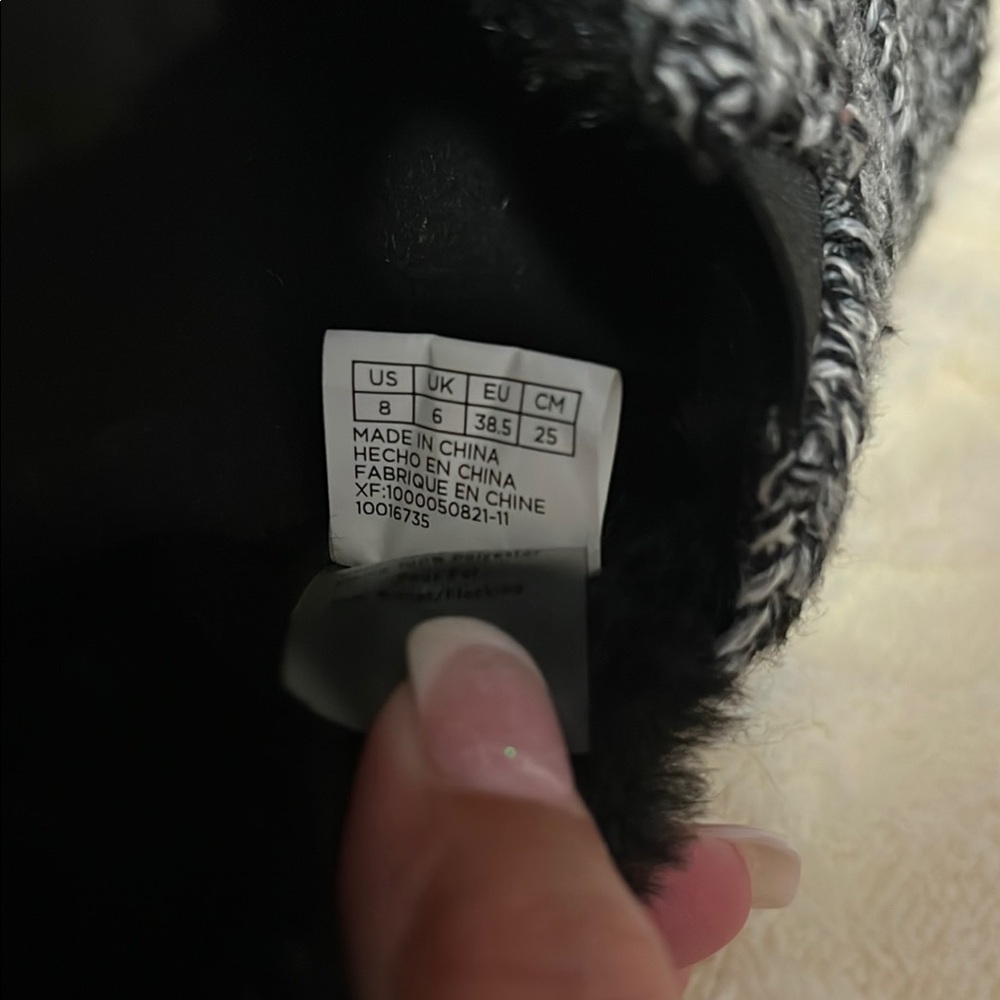 Toms Alpargata Charcoal Gray Black Sweater Fur Inside Leather Sole 8M - Picture 10 of 15